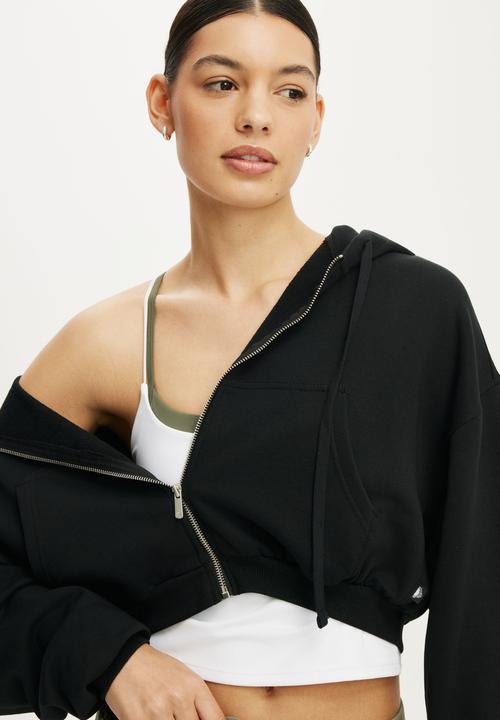 Cotton On - Active Fleece Bubble Zip Through - Black