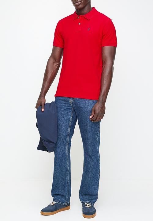 POLO - Mens stretch pique short sleeve golfer - red