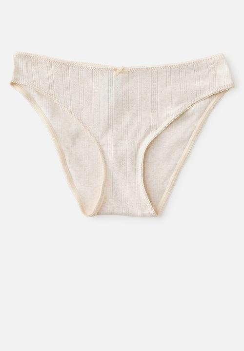 Cotton On - Cotton pointelle bikini brief 3 pack - black/white/butterscotch