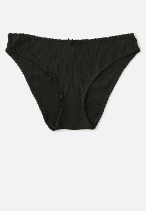 Cotton On - Cotton pointelle bikini brief 3 pack - black/white/butterscotch