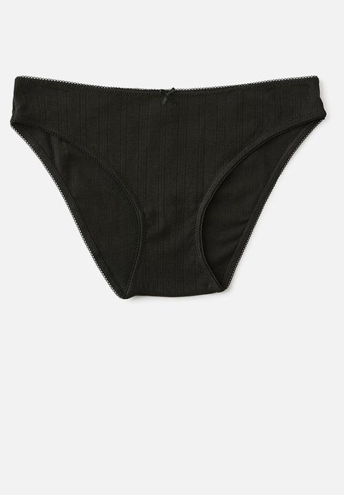 Cotton On - Cotton Pointelle Bikini Brief 3 Pack - Black