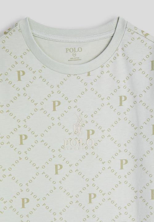 POLO - Boys Sebastian Monogram Short sleeve Tee - Cool Sage