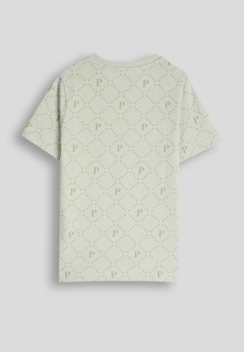 POLO - Boys Sebastian Monogram Short sleeve Tee - Cool Sage