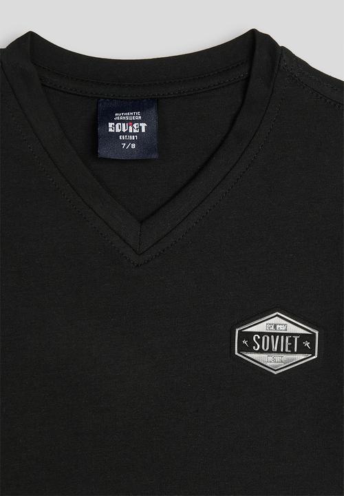 SOVIET - Boys Short Sleeve V-Neck Tee - Black