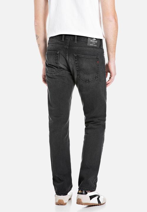 Replay - 12 Oz black od black cotton denim - black delavè