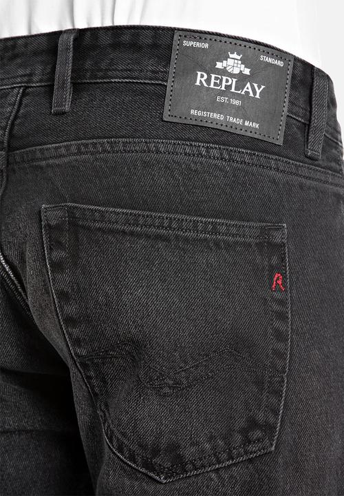 Replay - 12 Oz black od black cotton denim - black delavè