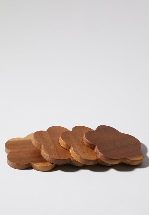 Home Classix - Home Classix Acacia Wooden Coaster 4pc Set 