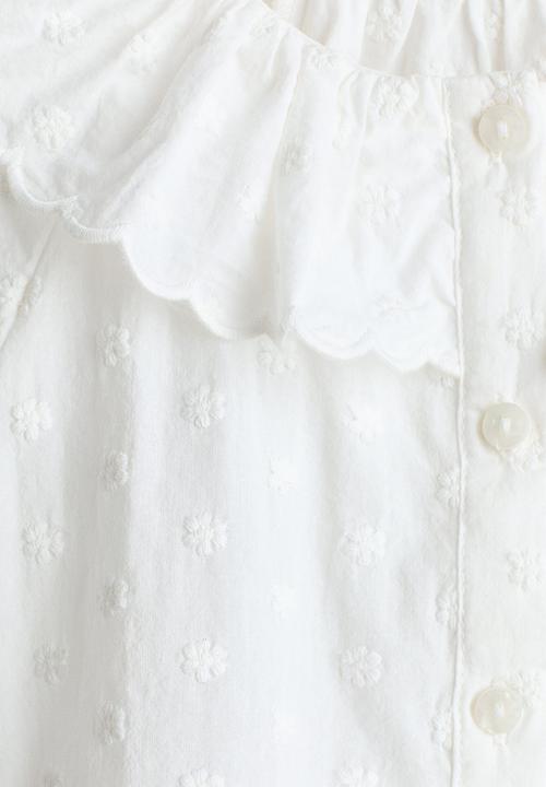 H&M - Flounce-collar embroidered blouse - cream