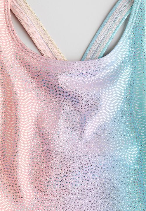 H&M - Flounce-trimmed swimsuit - light orange/rainbow-striped