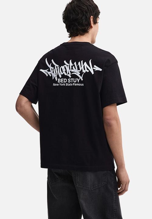 H&M - Relaxed fit printed t-shirt - black/brooklyn