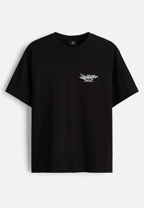 H&M - Relaxed fit printed t-shirt - black/brooklyn