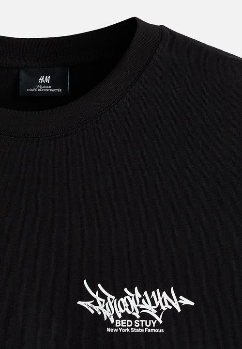 H&M - Relaxed fit printed t-shirt - black/brooklyn