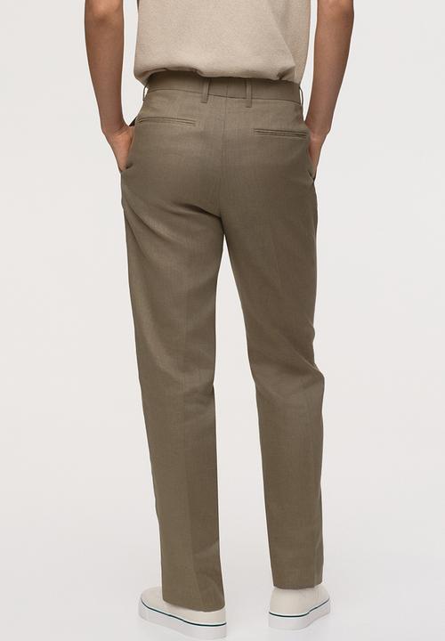 H&M - Slim fit linen suit trousers - khaki green