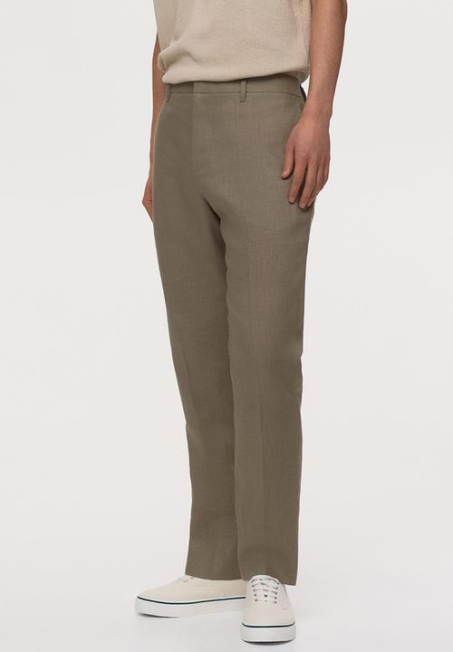 H&M - Slim fit linen suit trousers - khaki green