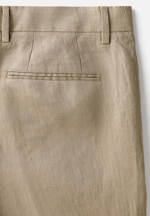 H&M - Slim fit linen suit trousers - khaki green