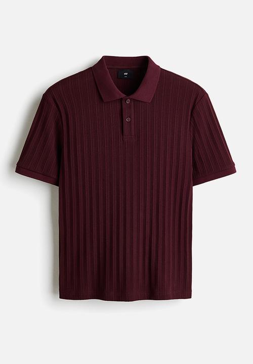 H&M - Slim fit textured jersey polo shirt - burgundy