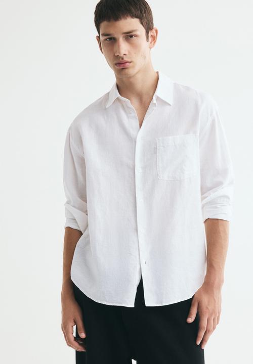H&M - Relaxed fit linen-blend shirt - white