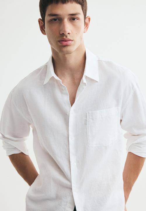 H&M - Relaxed fit linen-blend shirt - white