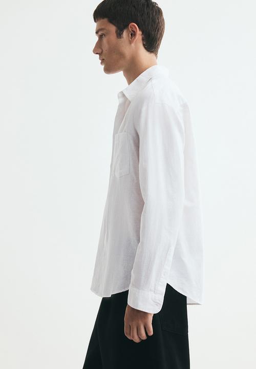 H&M - Relaxed fit linen-blend shirt - white