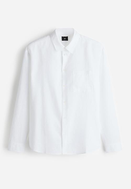 H&M - Relaxed fit linen-blend shirt - white