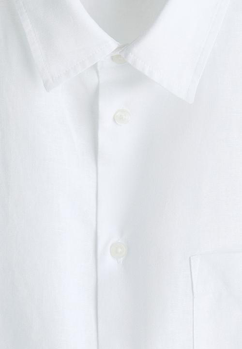 H&M - Relaxed fit linen-blend shirt - white
