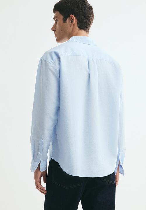 H&M - Relaxed fit linen-blend shirt - light blue