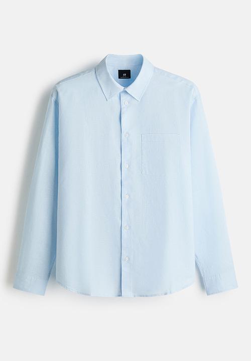 H&M - Relaxed fit linen-blend shirt - light blue