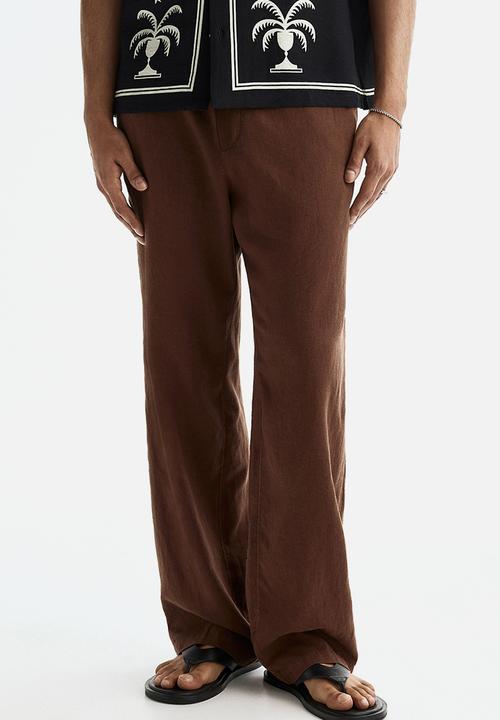 H&M - Relaxed fit linen-blend trousers - light brown