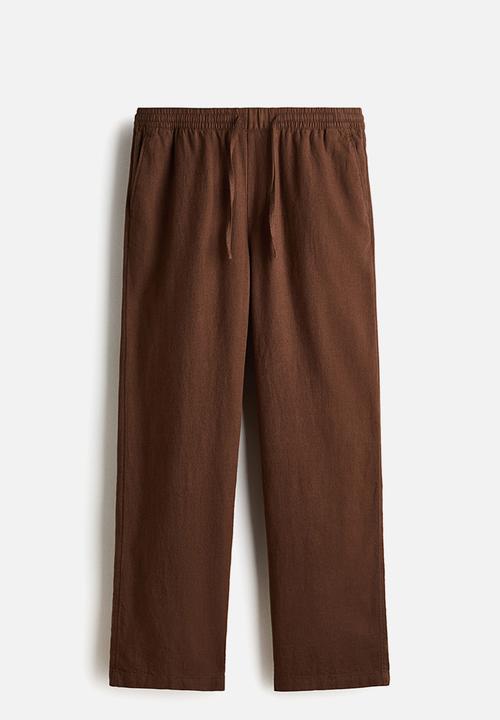 H&M - Relaxed fit linen-blend trousers - light brown