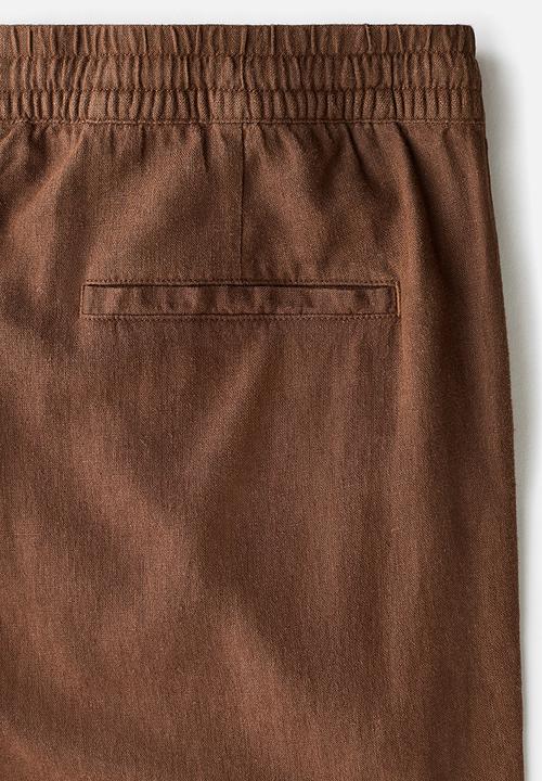 H&M - Relaxed fit linen-blend trousers - light brown