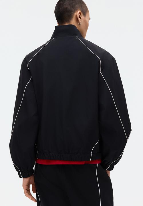 H&M - Loose fit printed nylon track jacket - black/honda