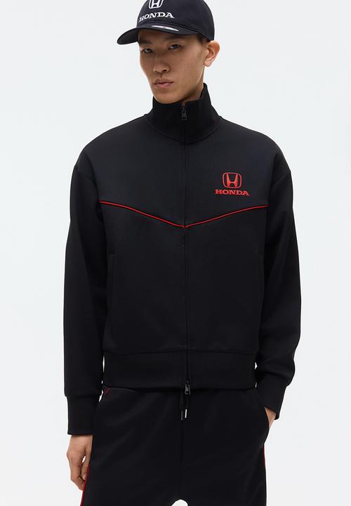 H&M - Loose fit scuba track jacket - black/honda