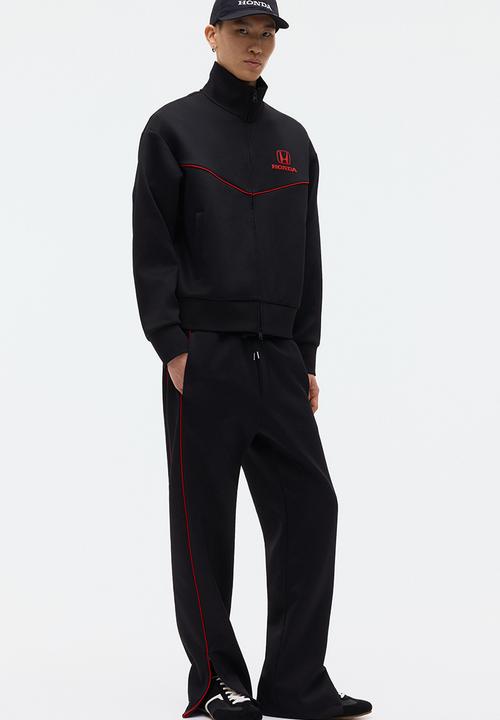 H&M - Loose fit scuba track jacket - black/honda
