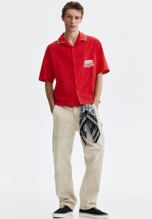 H&M - Relaxed fit printed shirt - light red/richmond