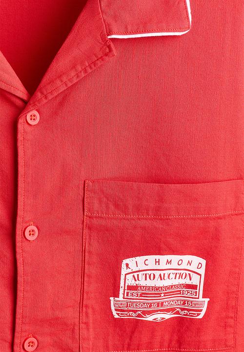 H&M - Relaxed fit printed shirt - light red/richmond
