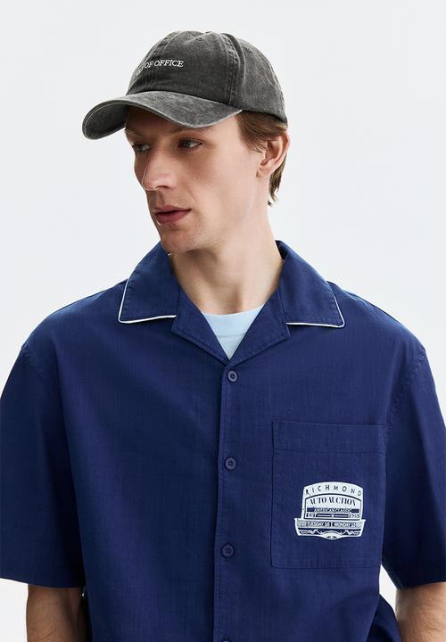 H&M - Relaxed fit printed shirt - navy blue/richmond