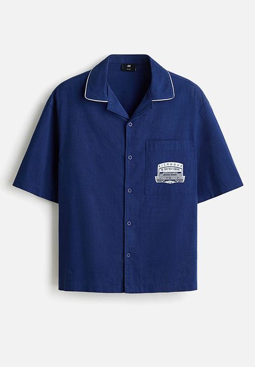 H&M - Relaxed fit printed shirt - navy blue/richmond
