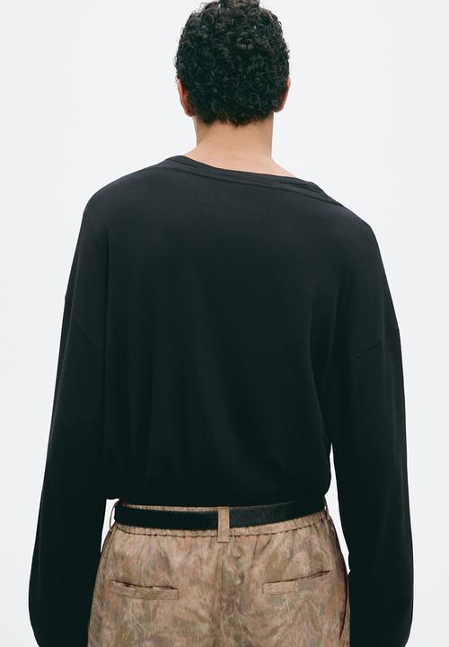 H&M - Relaxed fit long-sleeved cotton T-shirt - black