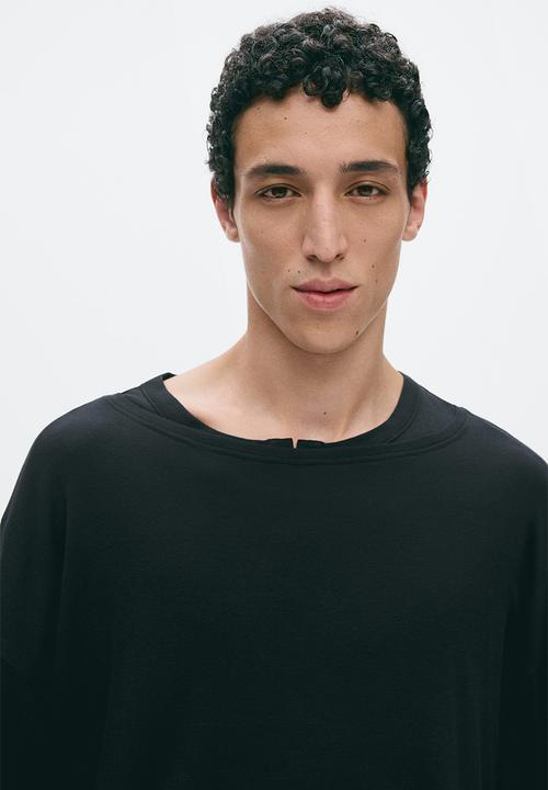 H&M - Relaxed fit long-sleeved cotton T-shirt - black