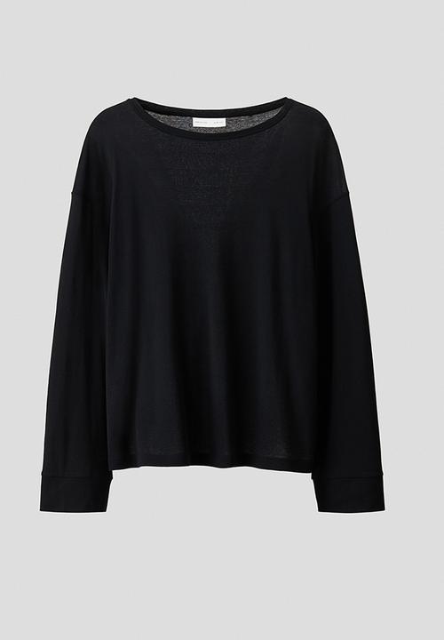 H&M - Relaxed fit long-sleeved cotton T-shirt - black