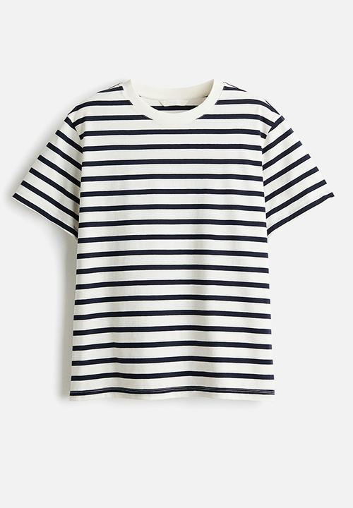 H&M - Cotton t-shirt - white/navy blue striped