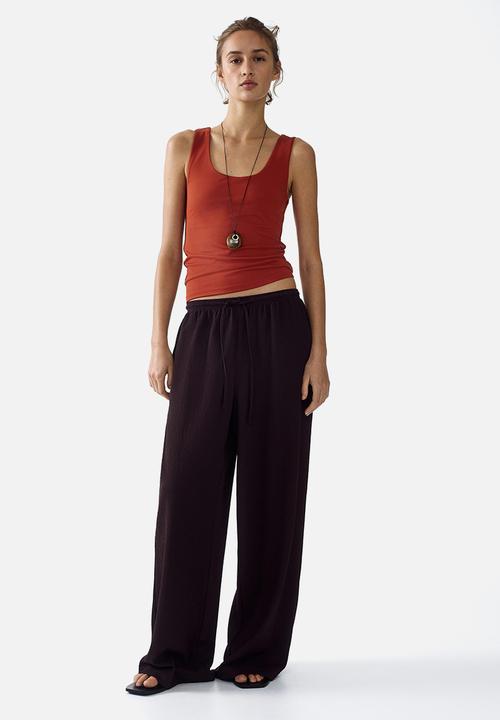 H&M - Wide pull-on trousers - dark brown