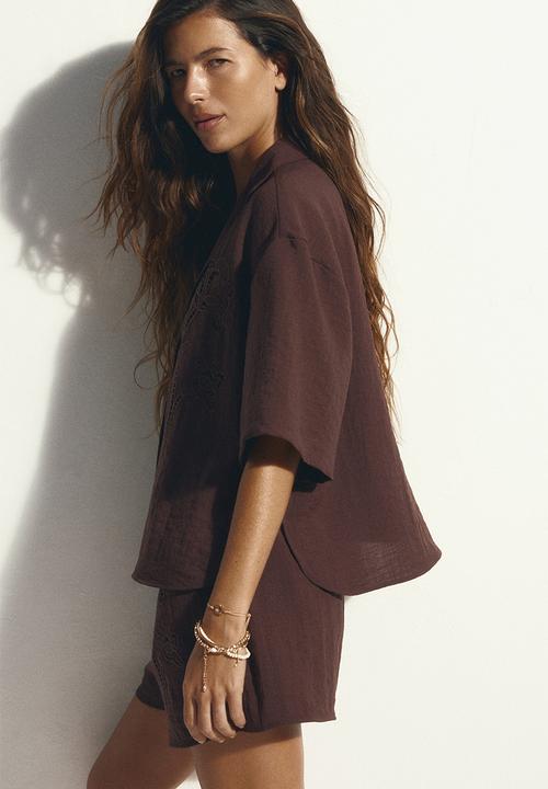 H&M - Broderie anglaise shirt - dark brown