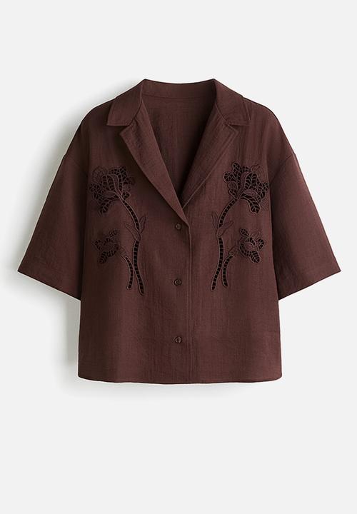 H&M - Broderie anglaise shirt - dark brown