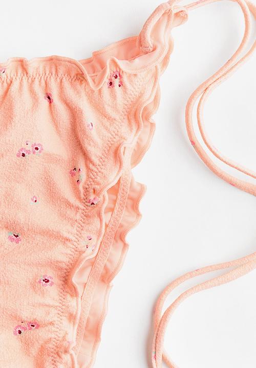 H&M - Cheeky tie tanga bikini bottoms - peach pink/floral