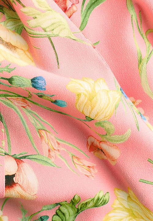 H&M - Pleated viscose skirt - light pink/floral