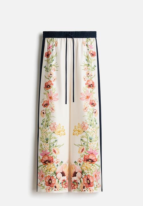 H&M - Printed lyocell trousers - cream/floral
