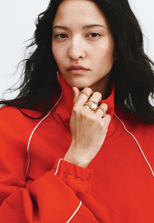 H&M - Oversized nylon popover jacket - bright red