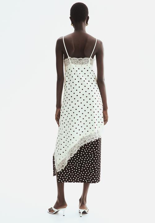 H&M - Lace-trimmed slip dress - cream/polka dot
