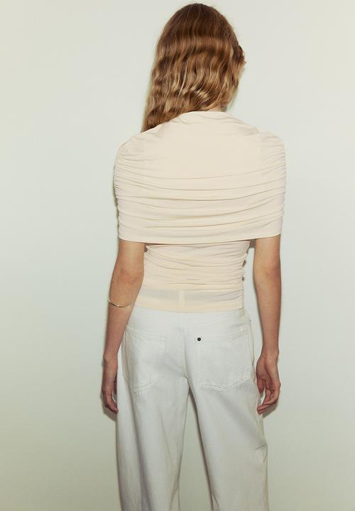 H&M - Draped cape-detail top - light beige